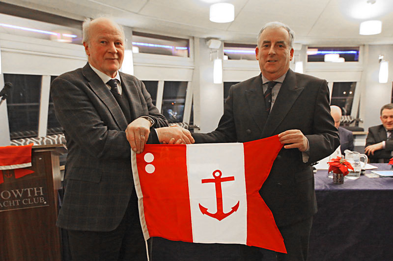 Paddy Judge accepts his Rear Commodore's Flag