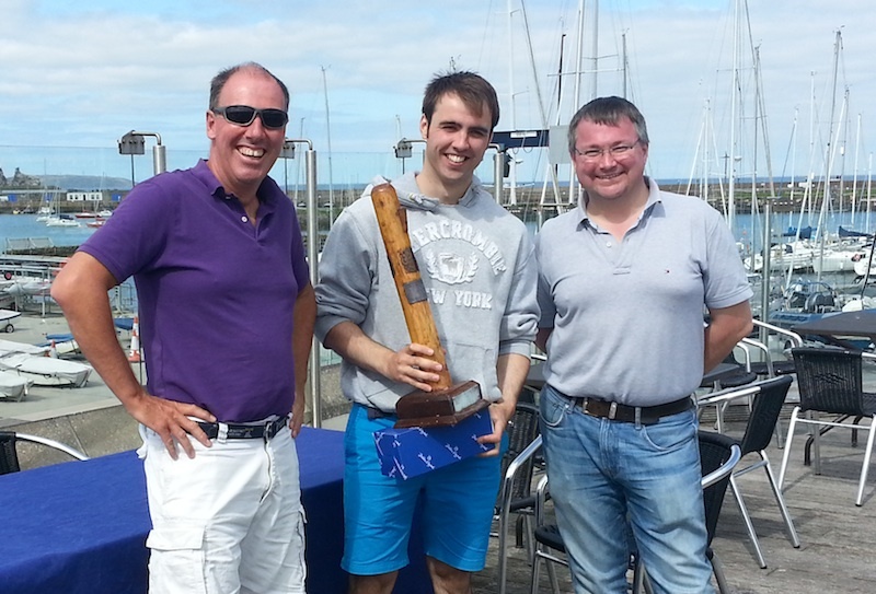 Commodore Brian Turvey with Club Championships winner Ronan Cull and event chairman Marcus Lynch