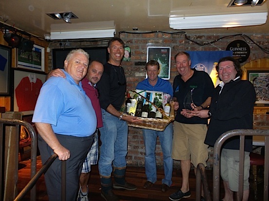 Gibney Trophy winners - Howth 17 'Isobel' presented their prizes by Tony and Barry Gibney