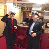 Gerry Sargent and Gerry O'Neill in the Officers Mess. Note the appropriate stripes..jpg