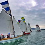 'Remasted' following the previous week, Brian and Conor Turvey's Howth 17 'Isobel' on the committee boat end of the start line