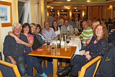 The 'Demelza' and 'Outcast' team enjoy some after-dinner drinks in the club dining room