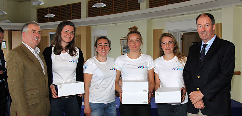 Pauline Courtois (3rd from left) and team with 1st place prizes in the Women's event