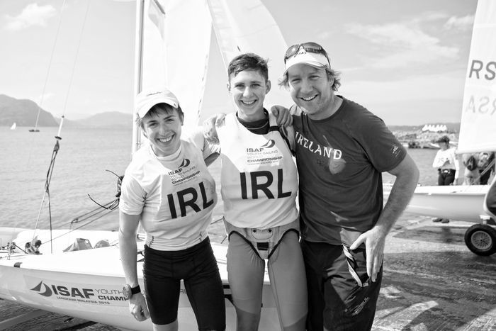 Doug and Colin celebrate with ISA coach Ross Killian