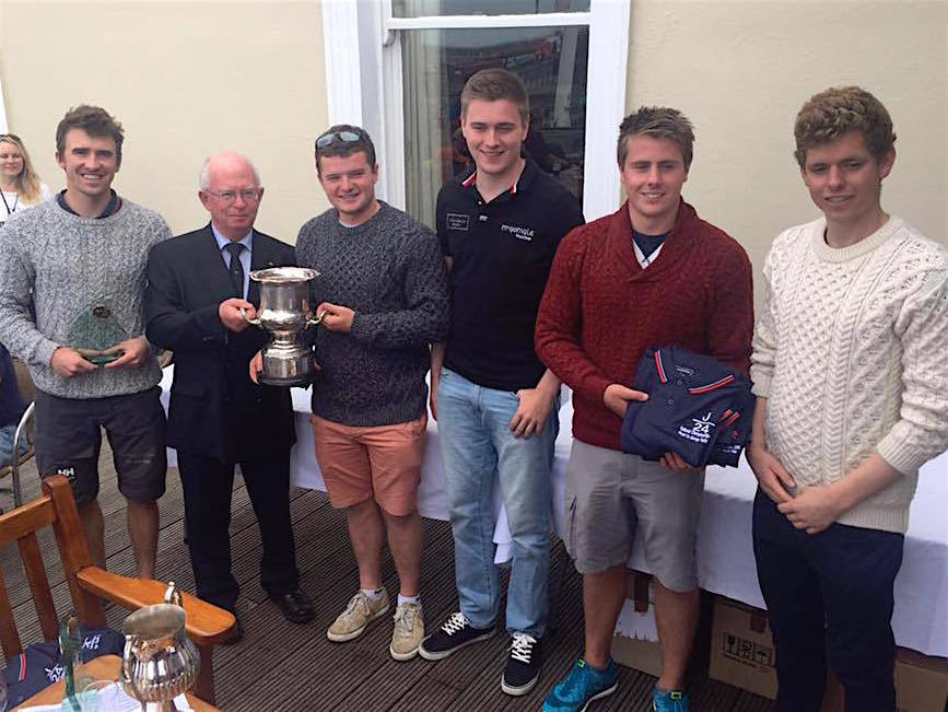J24 National Champions, Sam, Ryan, Cian, Claude and Cillian are presented with their trophy 