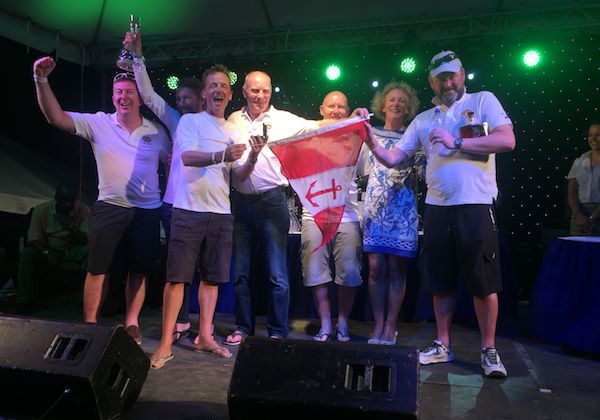 Conor, Simon, Paddy and crew of 'Bam' celebrate in Antigua earlier this year