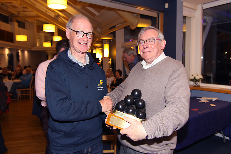 Enda Mulvihill is presented with the Liam McGonigle Trophy by Pat Connolly