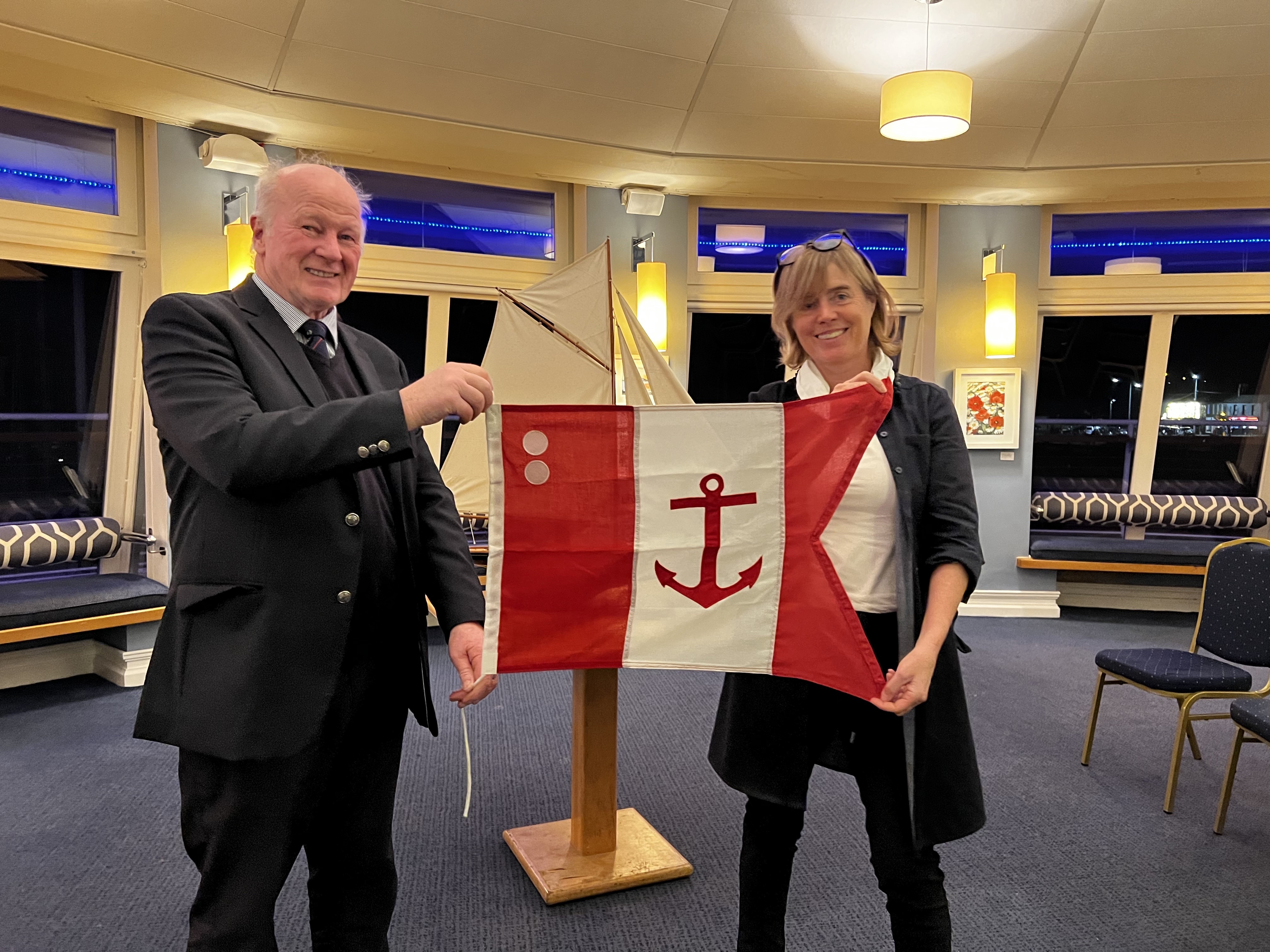 Outgoing Commodore, Paddy Judge, with incoming Rear Commodore, Christina Knowles