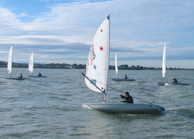 Sunday morning Frostbite sailors enjoy a fresh Nor' Easter