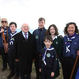 President Higgins with Scouts group